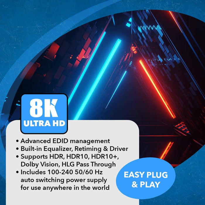 1x2 HDMI Splitter W/ Audio Out: 1-in 2-out, UltraHD 8K, EDID (BK-102A) - Just $99.99! Shop now at Retro Gaming of Denver