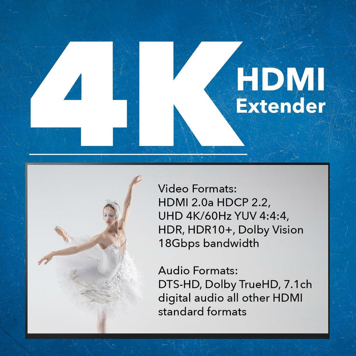 4K HDMI Extender Over CAT6/7 RJ45 4K@60Hz with Audio Extractor Optical IR up to 230 Feet (UHD-EX230A-K) - Just $109.99! Shop now at Retro Gaming of Denver