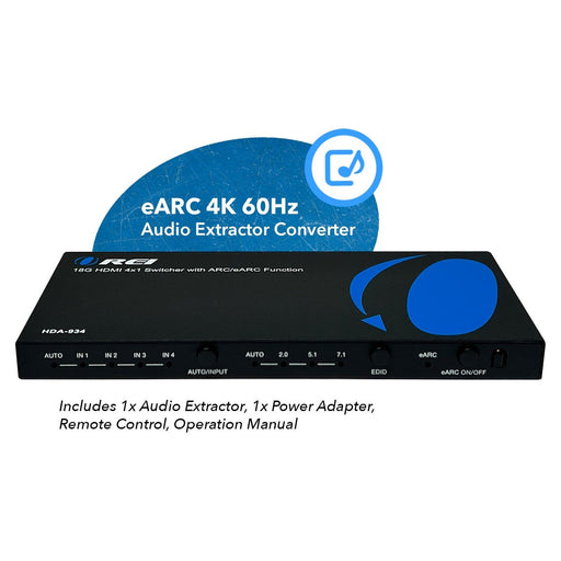 4K HDMI Audio Extractor Switch With ARC/eARC and EDID management (HDA-934) - Just $99.99! Shop now at Retro Gaming of Denver