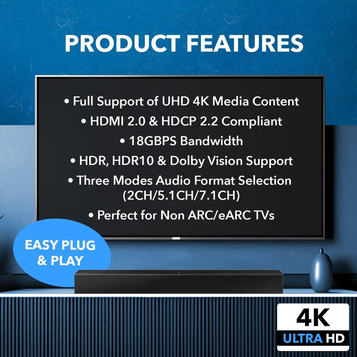 4K HDMI Audio Extractor Switch With ARC/eARC and EDID management (HDA-934) - Just $99.99! Shop now at Retro Gaming of Denver