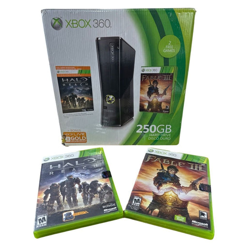 Xbox 360 S (Console-CIB) 250GB Holiday Bundle W/Halo Reach & Fable 3 - Premium Video Game Consoles - Just $199.99! Shop now at Retro Gaming of Denver