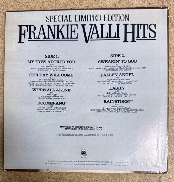 Frankie Valli Signed Of The (4) Four Seasons “Special Limited Edition Hits” 1978 Vinyl With JSA COA - for just $150! 