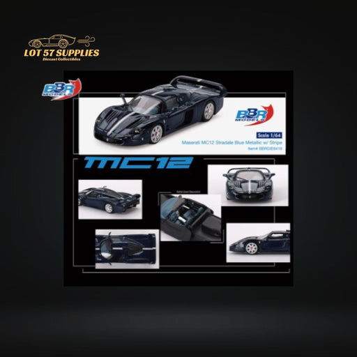 (Pre-Order) BBR64 Maserati MC12 Stradale Blue Metallic w/ Stripe 1:64 BBRDIE6416 - Just $27.99! Shop now at Retro Gaming of Denver