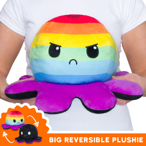 TeeTurtle Big Reversible Octopus: Black Sparkle/Rainbow Stripes (Big) - Premium Toys and Collectible - Just $39.99! Shop now at Retro Gaming of Denver