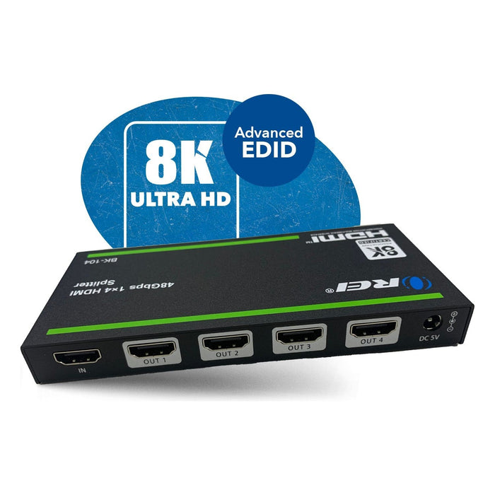 1x4 HDMI Splitter W/ Audio Out: 1-In 4-Out, UltraHD 8K, EDID (BK-104) - Just $99.99! Shop now at Retro Gaming of Denver