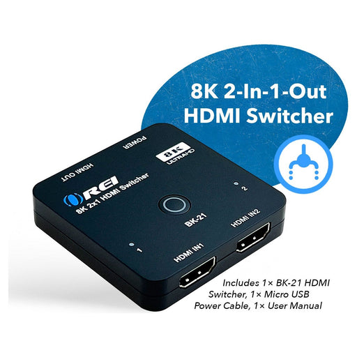 2x1 HDMI Switcher W/ Audio Out: 2-In 1-Out, UltraHD 8K, EDID (BK-21) - Just $29.99! Shop now at Retro Gaming of Denver