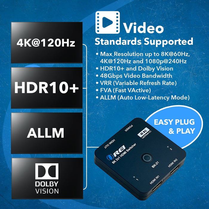 2x1 HDMI Switcher W/ Audio Out: 2-In 1-Out, UltraHD 8K, EDID (BK-21) - Just $29.99! Shop now at Retro Gaming of Denver