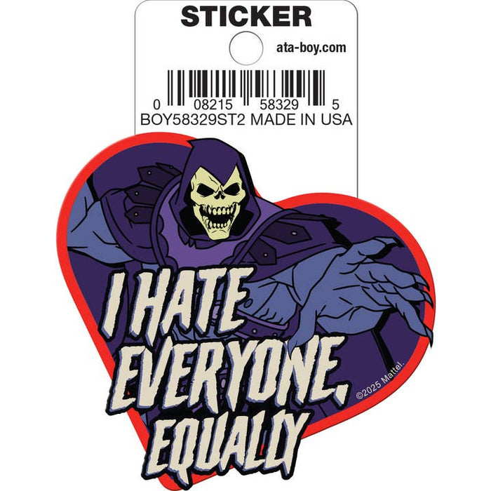 Ata-Boy Stickers: Die Cut Vinyl Sticker - 3" - Masters of the Universe - Skeletor - I Hate Everyone, Equally - for just $3! 
