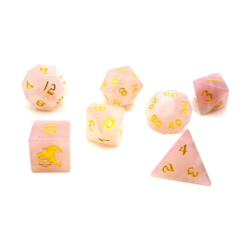 Rose Quartz Stone Dice Set - Premium Polyhedral Dice Set - Just $89.99! Shop now at Retro Gaming of Denver