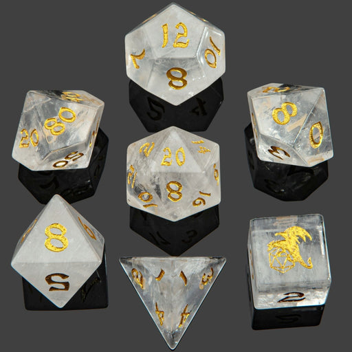 Dragon's Horde Gem Stone Polyhedral Dice Set - Clear Quartz - Premium Polyhedral Dice Set - Just $89.99! Shop now at Retro Gaming of Denver
