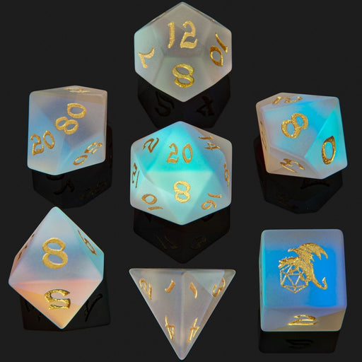 Dragon's Horde Gem Stone Polyhedral Dice Set - Frosted Prismatic Crystal - Premium Polyhedral Dice Set - Just $129.99! Shop now at Retro Gaming of Denver