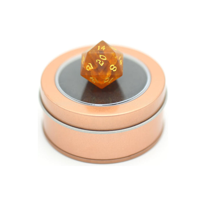 Single Glass D20 Dice - Frosted Amber - Just $26.99! Shop now at Retro Gaming of Denver