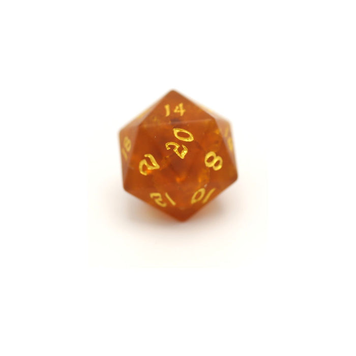 Single Glass D20 Dice - Frosted Amber - Just $26.99! Shop now at Retro Gaming of Denver