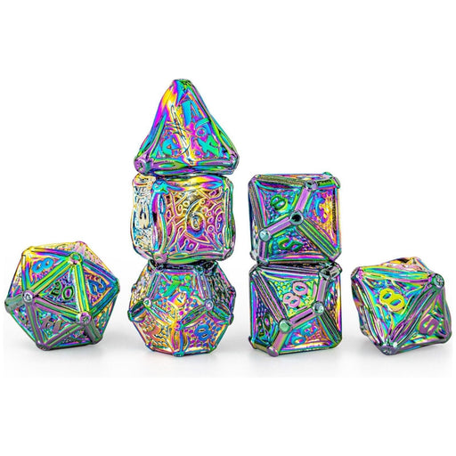 Solid Metal Druid Polyhedral Dice Set - Prism Rainbow - Premium Polyhedral Dice Set - Just $39.99! Shop now at Retro Gaming of Denver
