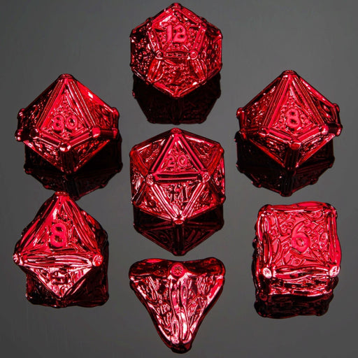 Solid Metal Druid Polyhedral Dice Set - Red - Premium Polyhedral Dice Set - Just $39.99! Shop now at Retro Gaming of Denver