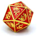 Single Solid Metal Dragon D20 - Gold with Red - Just $10.99! Shop now at Retro Gaming of Denver