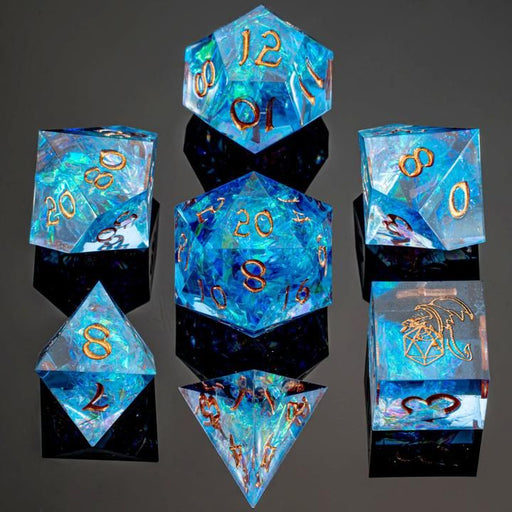 Captured Magic Hand Sanded Sharp Edge Resin - Blue - Premium Polyhedral Dice Set - Just $39.99! Shop now at Retro Gaming of Denver
