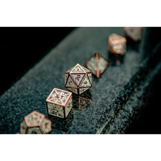 Snowflake Hollow Metal Polyhedral Dice Set - Rose Gold - Premium Polyhedral Dice Set - Just $79.99! Shop now at Retro Gaming of Denver