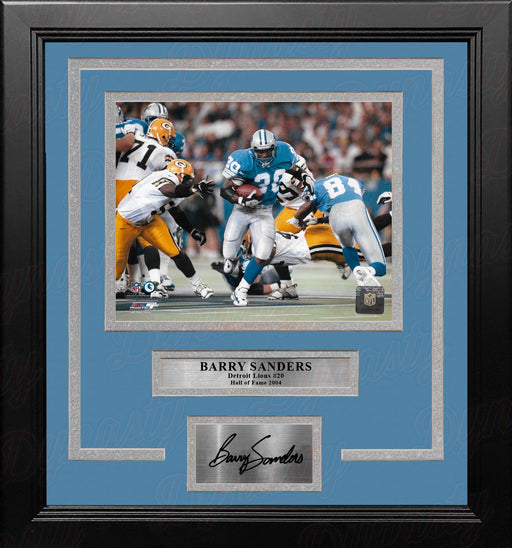 Barry Sanders v. Packers Detroit Lions 8" x 10" Framed Football Photo with Engraved Autograph - for just $79.99! 