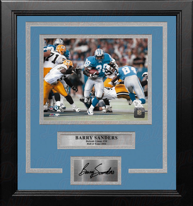 Barry Sanders v. Packers Detroit Lions 8" x 10" Framed Football Photo with Engraved Autograph - for just $79.99! 
