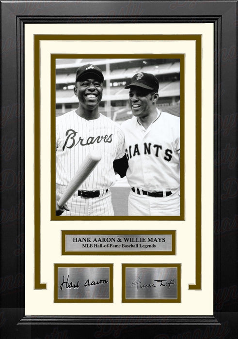 Hank Aaron and Willie Mays 8" x 10" Framed Baseball Legends Photo with Engraved Autographs - for just $79.99! 