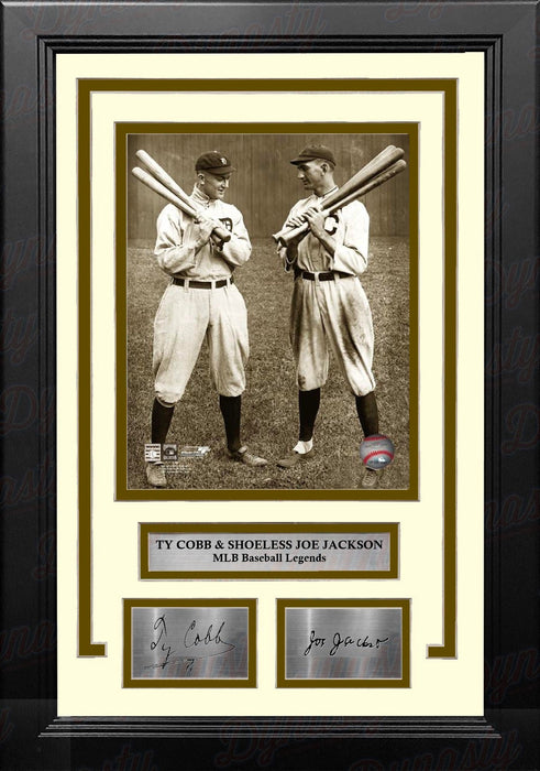 Ty Cobb & Shoeless Joe Jackson 8" x 10" Framed Baseball Legends Photo with Engraved Autographs - for just $79.99! 