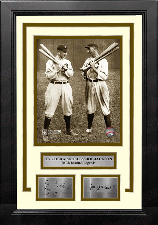 Ty Cobb & Shoeless Joe Jackson 8" x 10" Framed Baseball Legends Photo with Engraved Autographs - for just $79.99! 