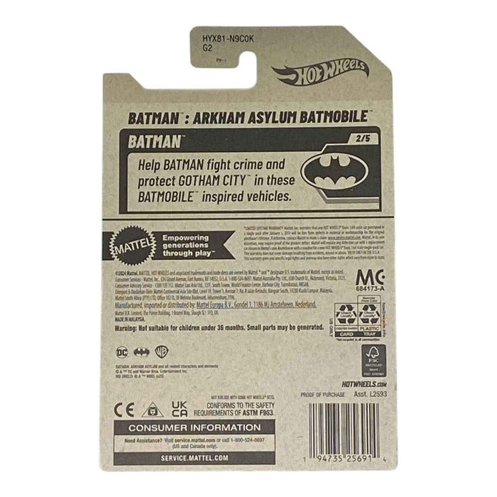 Hot Wheels Batman Arkham Asylum Batmobile - Batman Series 2/5 - for just $1.79! 