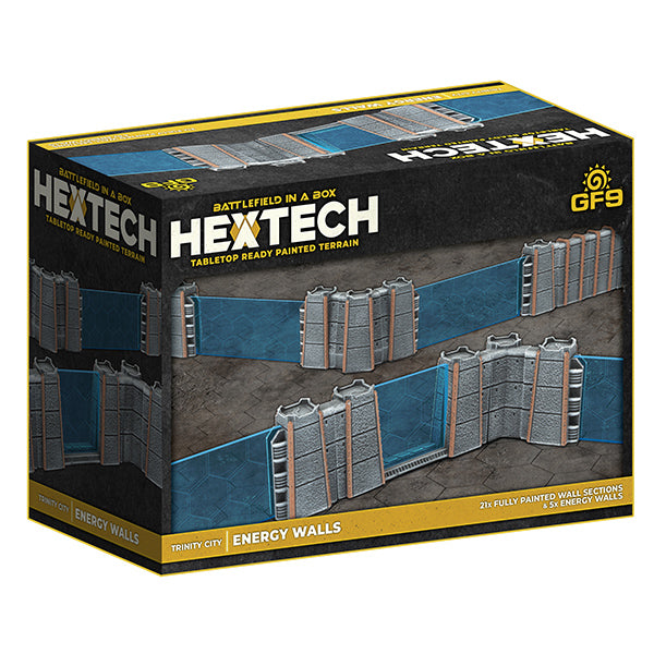 Battlefield in a Box: HexTech - Trinity City - Energy Walls (Grey/Blue) - for just $40! 