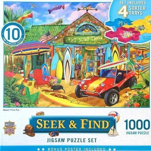 Beach Time Fun "Seek & Find" 1000 Piece Jigsaw Puzzle (with Sorting Trays) MasterPieces - for just $19.99! 