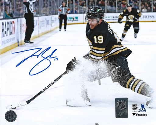 Johnny Beecher in Action Boston Bruins Autographed 16" x 20" Hockey Photo - for just $99.99! 