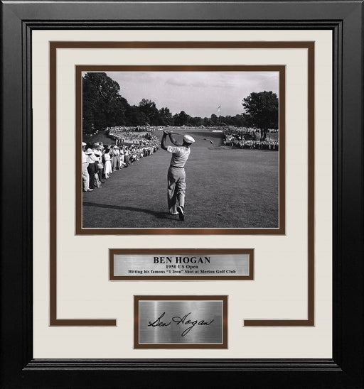 Ben Hogan 1-Iron Shot at the 1950 US Open at Merion Framed Golf Photo with Engraved Autograph - for just $79.99! 
