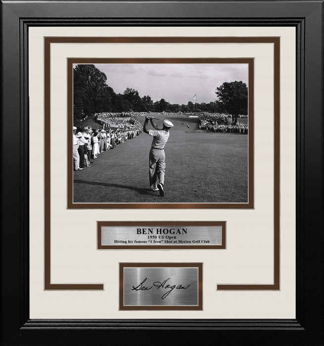Ben Hogan 1-Iron Shot at the 1950 US Open at Merion Framed Golf Photo with Engraved Autograph - for just $79.99! 