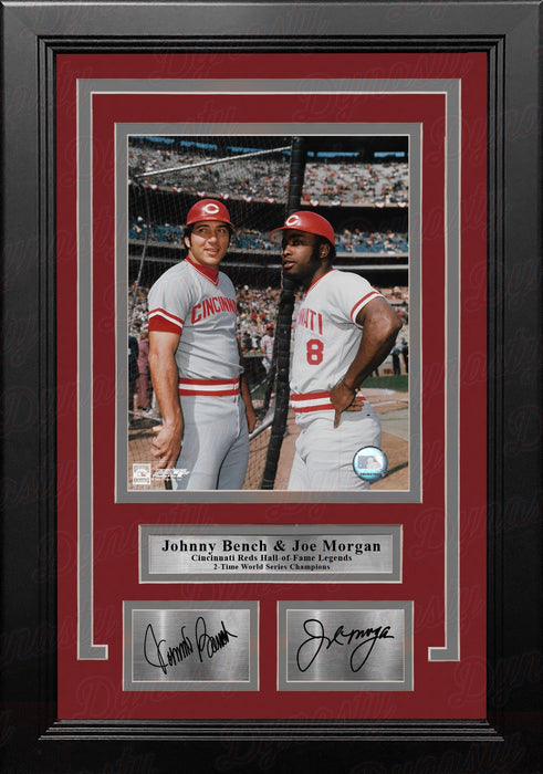 Johnny Bench & Joe Morgan Cincinnati Reds 8" x 10" Framed Baseball Photo with Engraved Autographs - for just $79.99! 