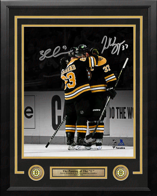 Patrice Bergeron & Brad Marchand Final Game Hug Boston Bruins Autographed 16" x 20" Framed Photo - for just $349.99! 