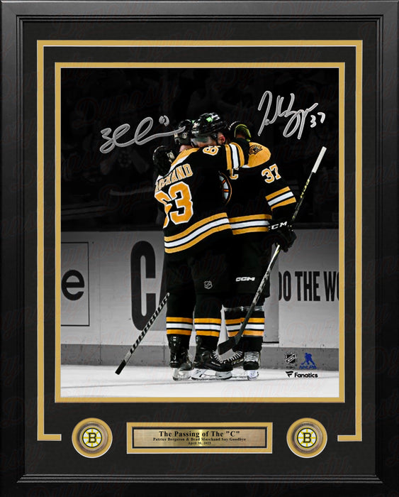 Patrice Bergeron & Brad Marchand Final Game Hug Boston Bruins Autographed 16" x 20" Framed Photo - for just $349.99! 