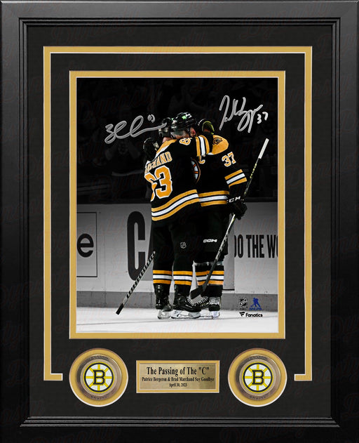 Patrice Bergeron & Brad Marchand Final Game Hug Boston Bruins Autographed 8" x 10" Framed Photo - for just $259.99! 