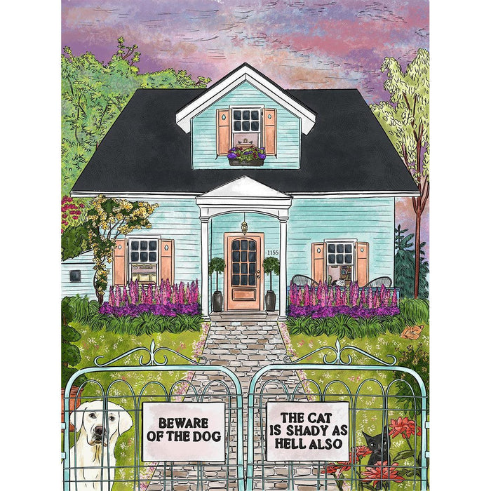 Beware of the Dog... Cat is Shady... 1000 Piece Soft Touch Jigsaw Puzzle Ellembee - for just $24.99! 