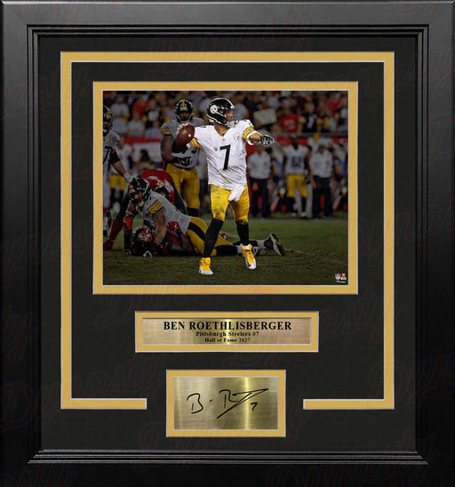 Ben Roethlisberger Blackout Pittsburgh Steelers 8x10 Framed Football Photo with Engraved Autograph - for just $79.99! 