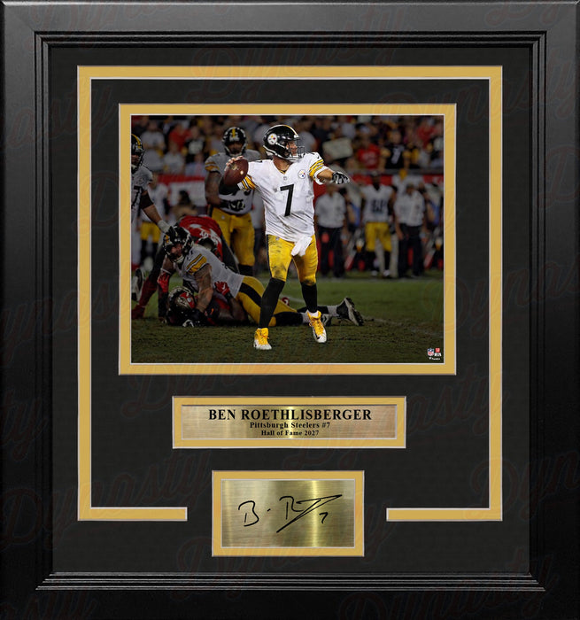 Ben Roethlisberger Blackout Pittsburgh Steelers 8x10 Framed Football Photo with Engraved Autograph - for just $79.99! 