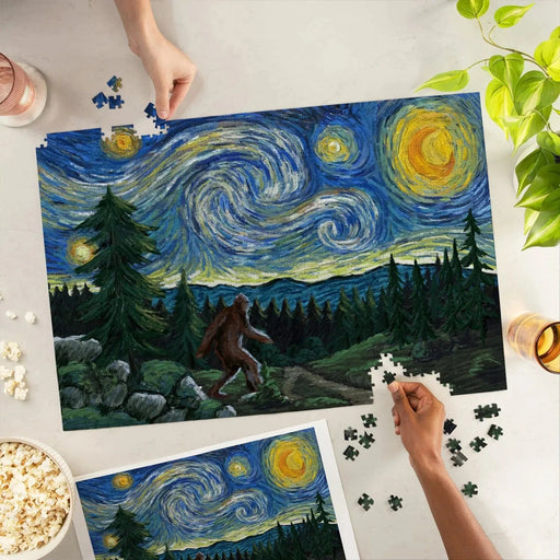 Bigfoot Starry Night 1000 Piece Jigsaw Puzzle Lantern Press - for just $29.99! 
