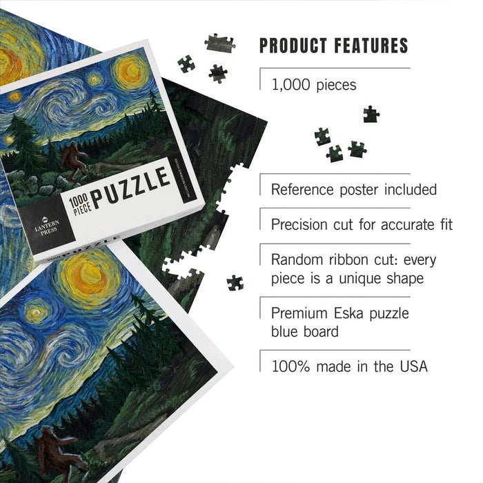Bigfoot Starry Night 1000 Piece Jigsaw Puzzle Lantern Press - for just $29.99! 