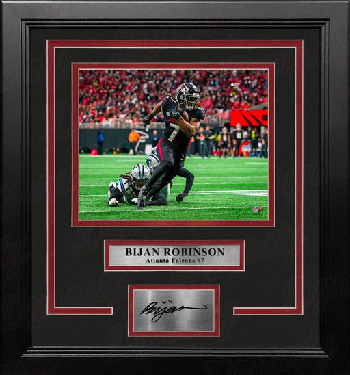 Bijan Robinson in Action Atlanta Falcons 8" x 10" Framed Football Photo with Engraved Autograph - for just $79.99! 