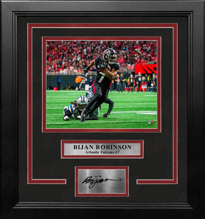 Bijan Robinson in Action Atlanta Falcons 8" x 10" Framed Football Photo with Engraved Autograph - for just $79.99! 