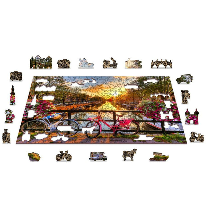 Bikes in Amsterdam 300 Piece Wood Jigsaw Puzzle Wooden City - for just $24.99! 