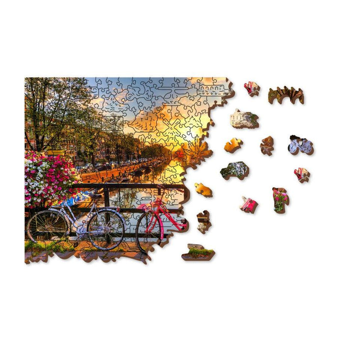 Bikes in Amsterdam 300 Piece Wood Jigsaw Puzzle Wooden City - for just $24.99! 