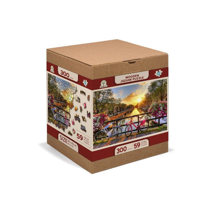 Bikes in Amsterdam 300 Piece Wood Jigsaw Puzzle Wooden City - for just $24.99! 