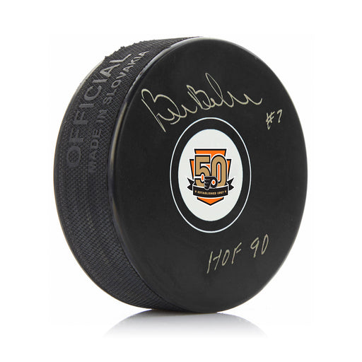 Bill Barber Autographed 50th Anniversary Philadelphia Flyers Hockey Puck with HOF Inscription - Premium Autographed Pucks - Just $49.99! Shop now at Retro Gaming of Denver