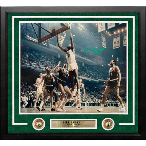 Bill Russell at the Rim Boston Celtics Autographed 16" x 20" Framed Basketball Photo - Premium Autographed Framed Basketball Photos - Just $1299.99! Shop now at Retro Gaming of Denver