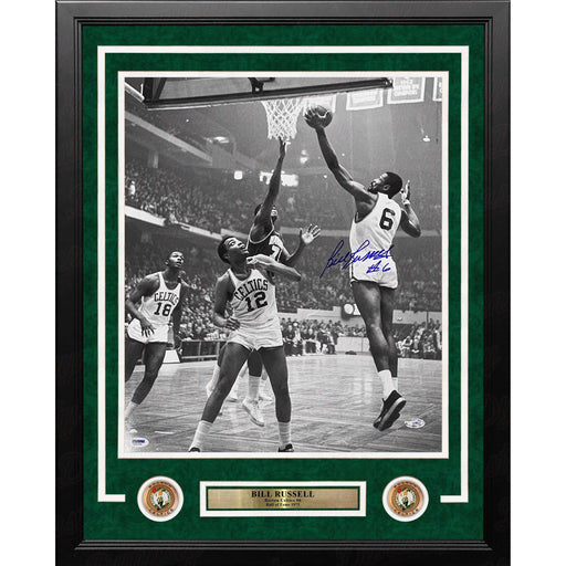 Bill Russell Making a Layup Boston Celtics Autographed 16" x 20" Framed Basketball Photo - Premium Autographed Framed Basketball Photos - Just $999.99! Shop now at Retro Gaming of Denver